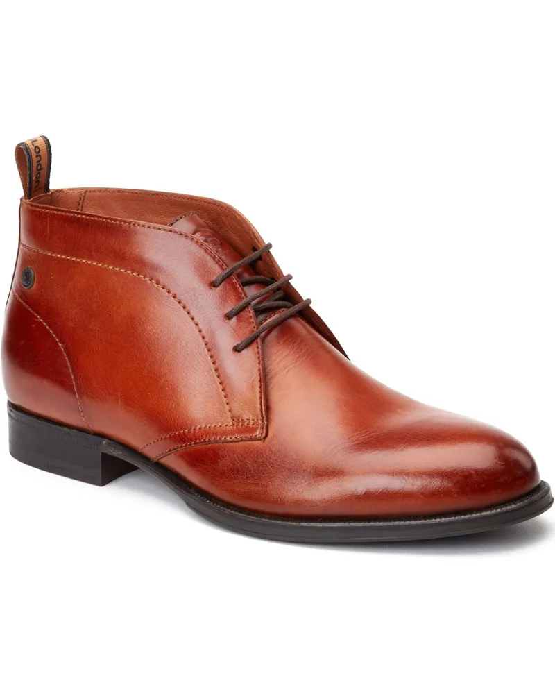 Base London Wallis Leder Herren Ankle Boots in verbranntem Tan Cognac