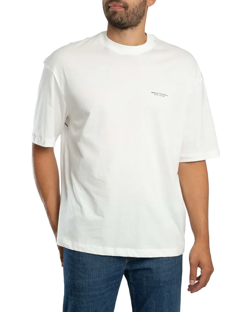 Armani Exchange Locker Geschnittenes T-Shirt Mit Grafikprint Am Rücken, Weiß Weiß