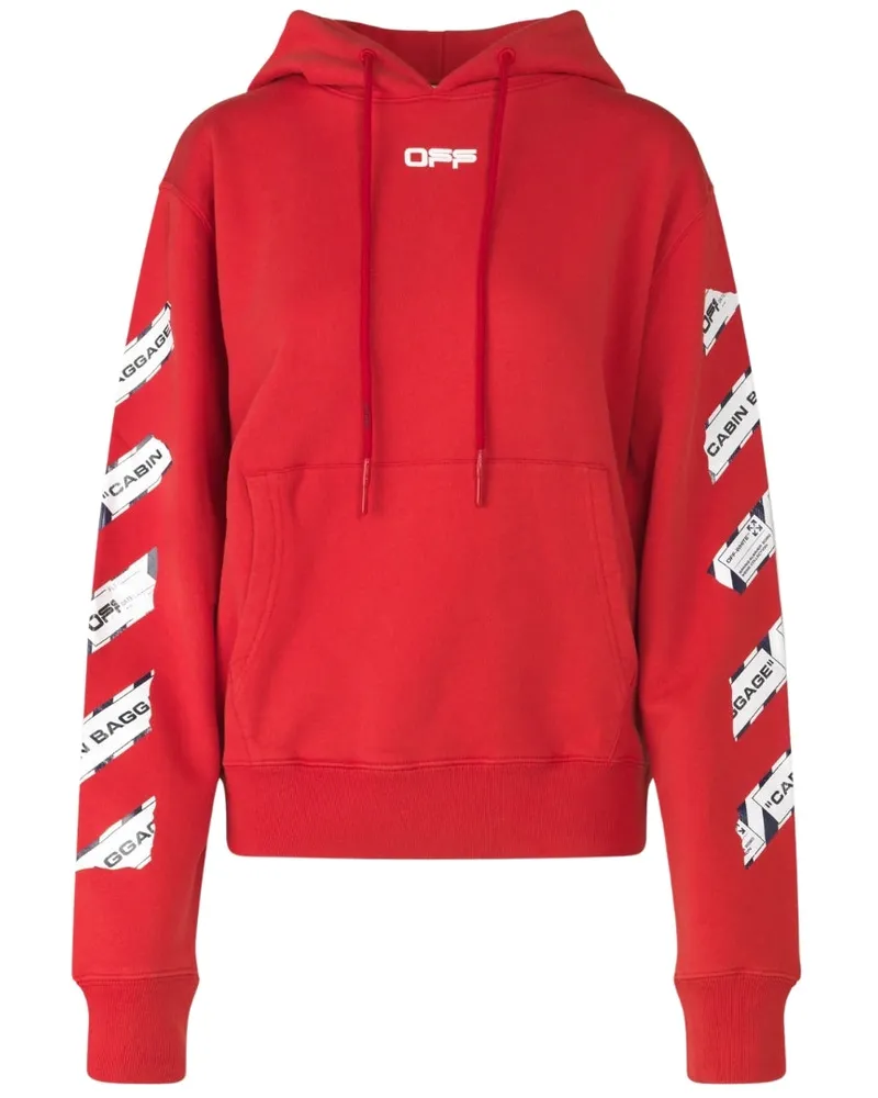 OFF-WHITE Airport Tape Diag Roter Kapuzenpullover Rot
