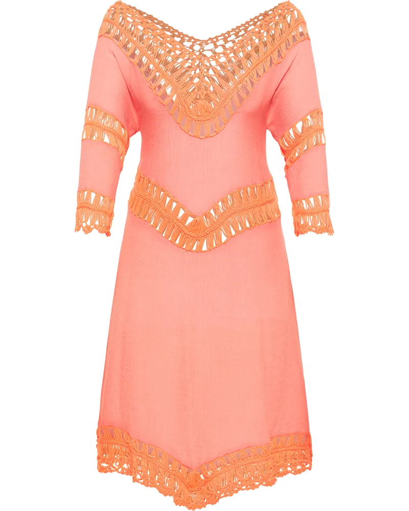 IZIA Tunika-Kleid Mini mit Häkelpart Damen orange Orange