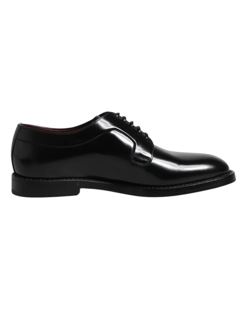 Dolce & Gabbana Schwarze Kalbsleder Schnürschuhe Derby Schwarz
