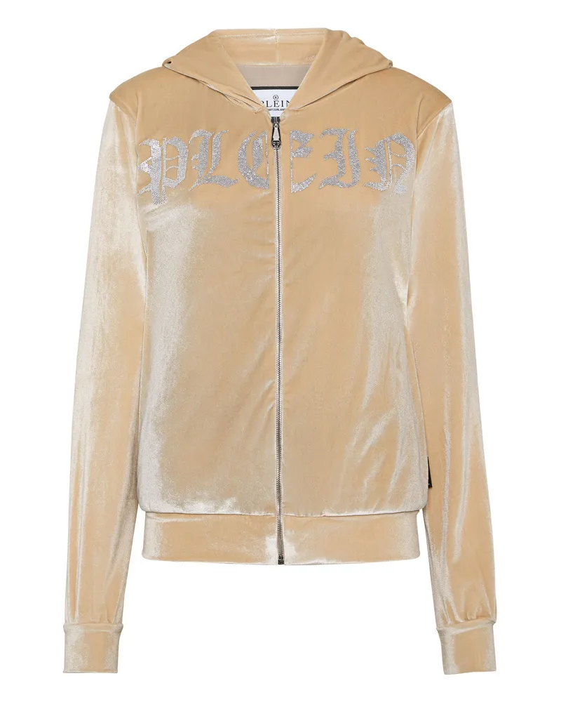 Philipp Plein Hoodie mit Kapuze und Gothic-Logo - Beige Beige
