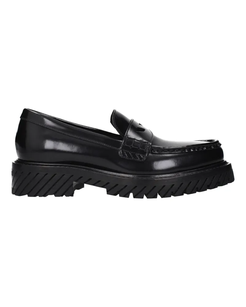 OFF-WHITE Schwarze Leder Slipper Schwarz
