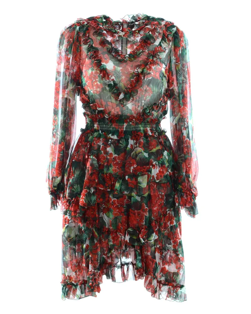 Dolce & Gabbana Women Flowers Mid-Length Dress Rot