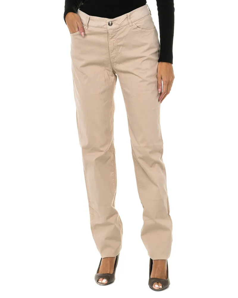 Armani Jeans Reguläre Passform Stretchstoff lange Hose 6Y5J18-5N0RZ Damen Beige