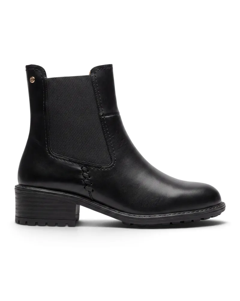 Pikolinos Schwarze Leder-Chelsea-Fußstiefel mit Absatz für Frauen – Medina Schwarz