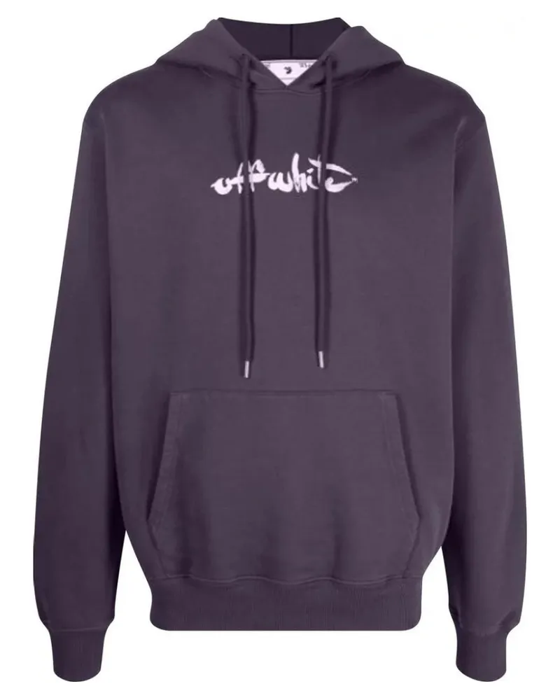OFF-WHITE Script Logo Slim Fit Kapuzenpullover in Aubergine Lila