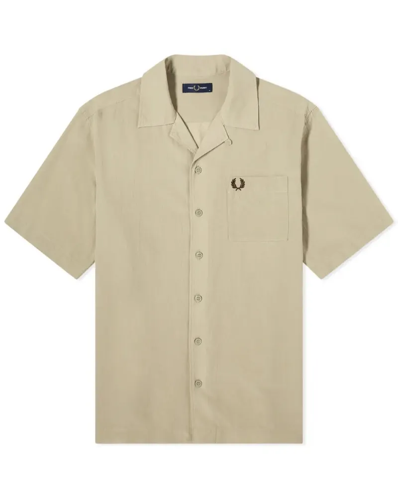 Fred Perry Strukturiertes, Leichtes, Warmgraues Urlaubshemd Steingrau