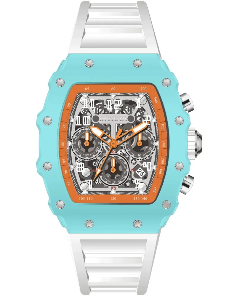 Invicta Racing 69708 Herrenuhr - Quarzwerk - Acryl mit silbernem Zifferblatt - 43 mm Blau