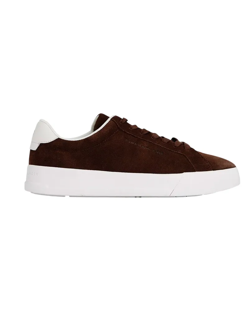 Tommy Hilfiger Pebble Grain Court" Sneaker für Herren, Leder (Braun Braun