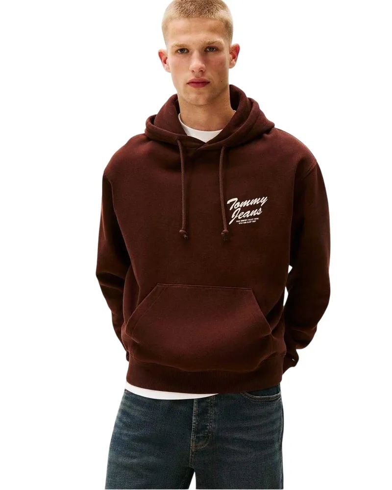 Tommy Hilfiger Kapuzenpullover für Herren, Rückseitiger Aufdruck (Braun Braun