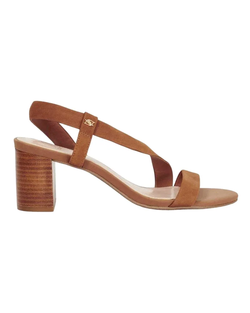 Dune Sandalen für Damen, Sling Back, Hoher Blockabsatz (Hellbraun Cognac