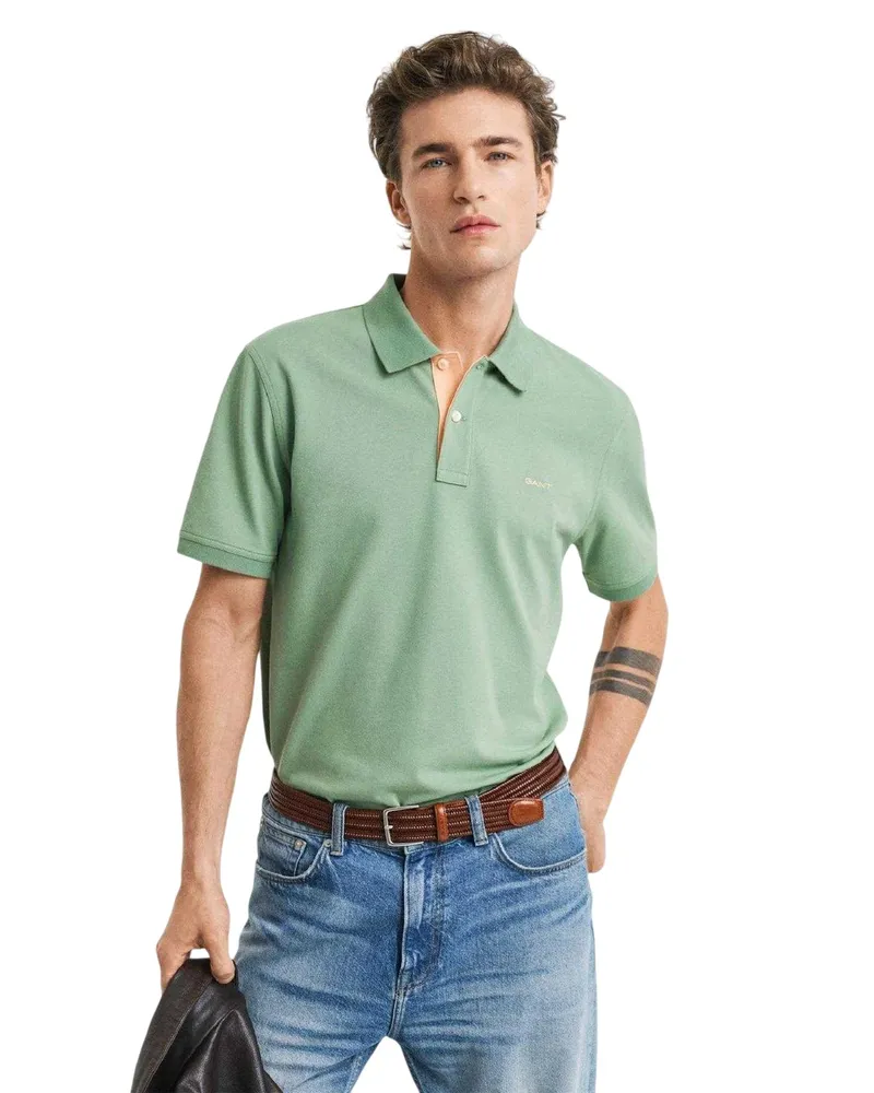 Gant Poloshirt für Herren, Piqué, kurzärmlig (Grün Grün