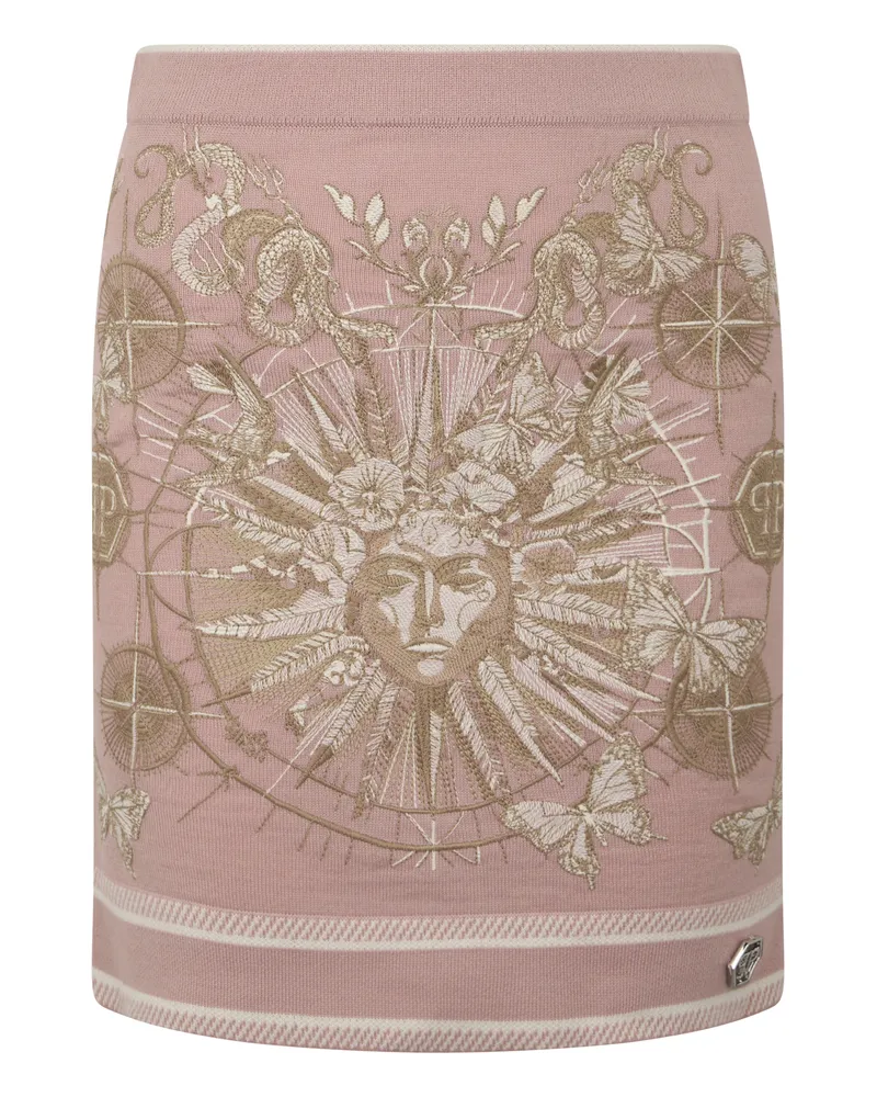Philipp Plein Strick-Minirock mit Butterfly-Tattoo - Rosé Rosé