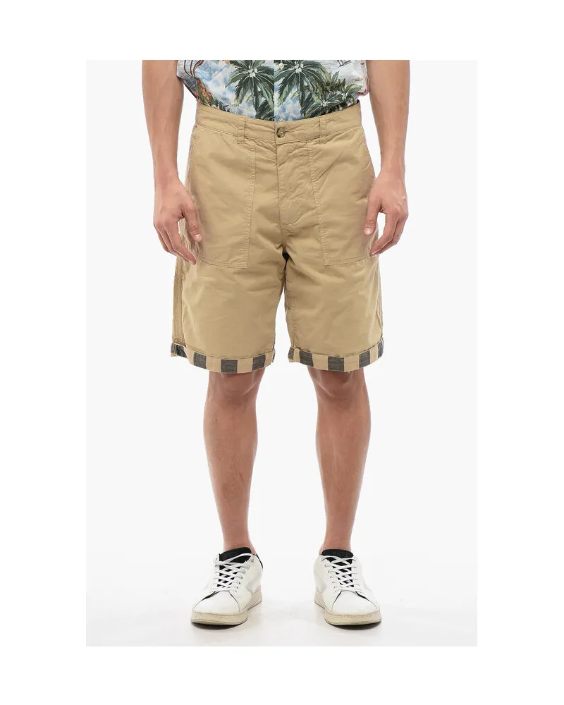 Woolrich Wendbare Buffalo-Shorts in Beige Beige