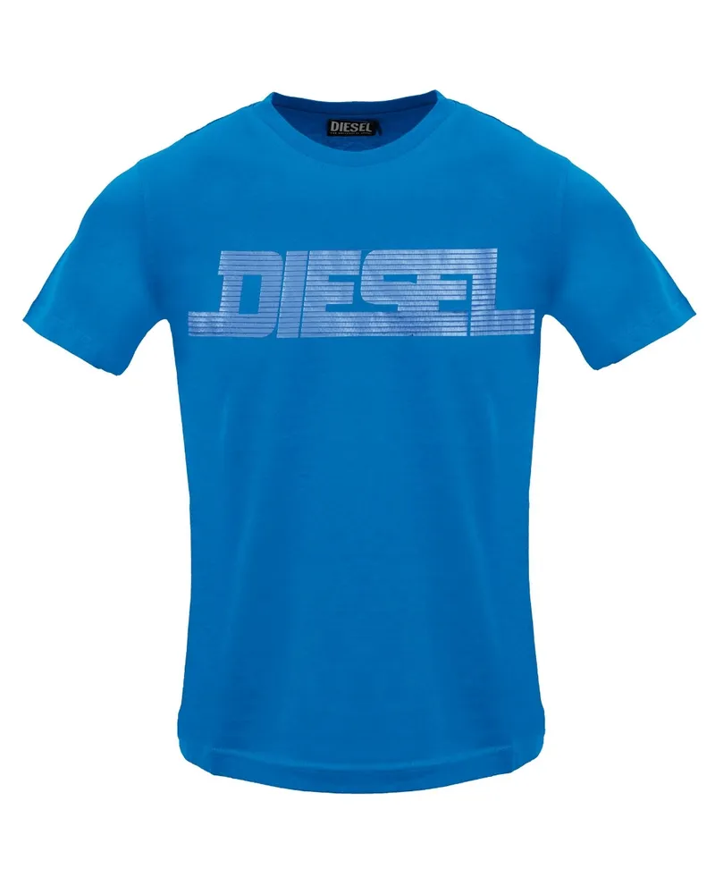 Diesel Einfarbiges T-shirt Mit Diesel-logo In Saphirblau Blau