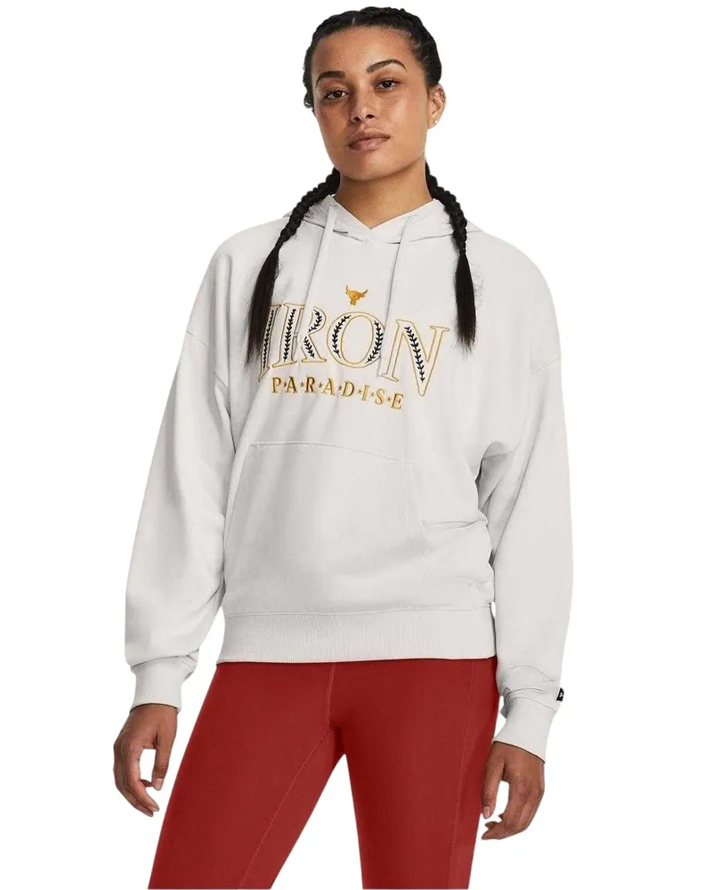 Under Armour Project Rock" Kapuzenpullover für Damen (Weiß Weiß