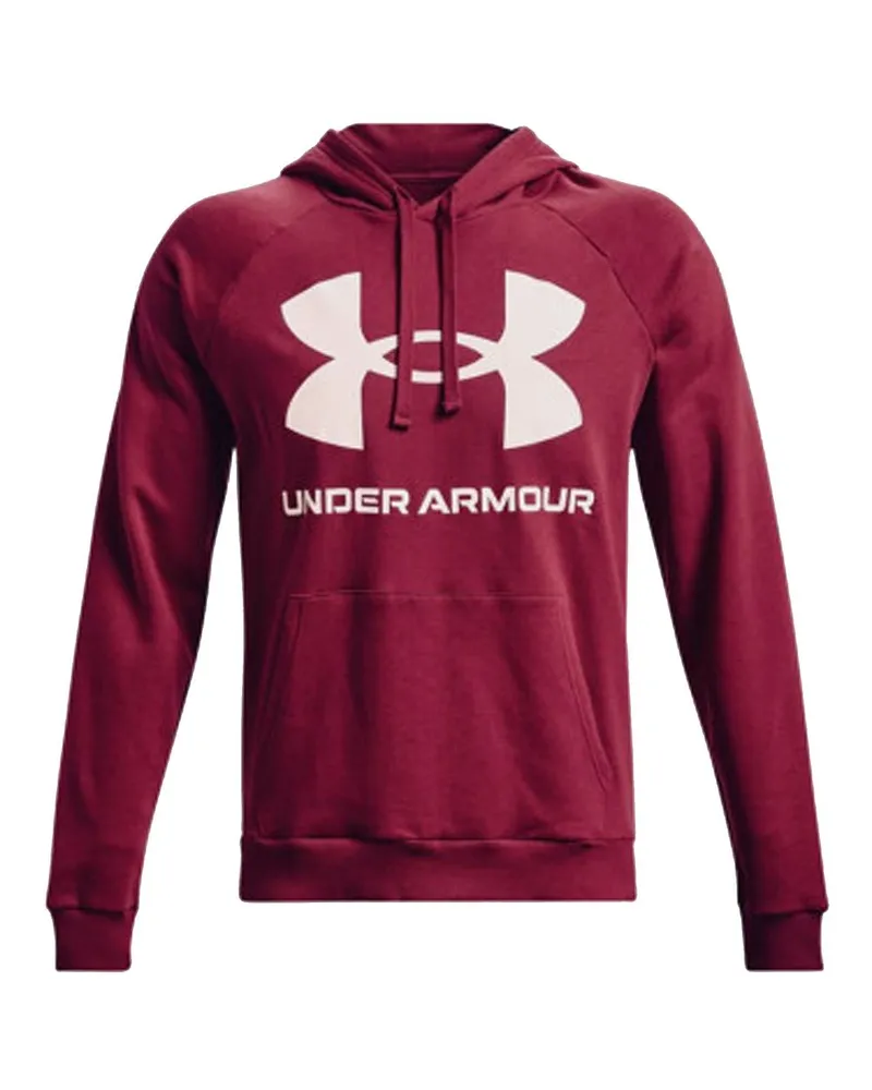 Under Armour Under Armor Rivale Fleece Herren Burgund Big Logo Hoodie Bordeaux