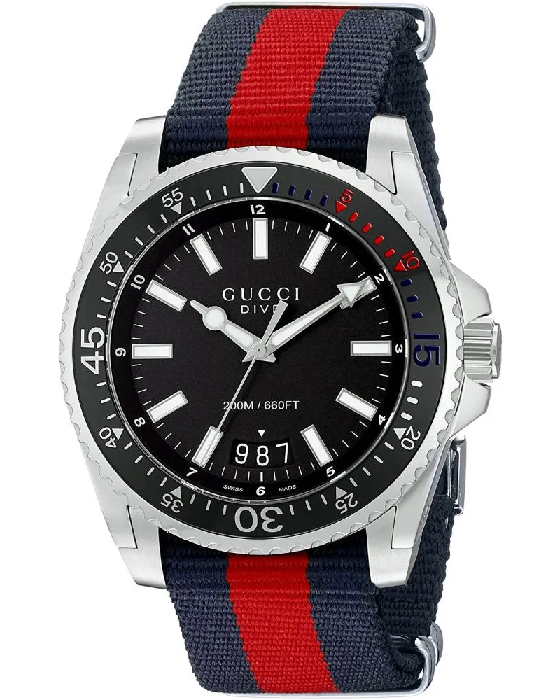 Gucci YA136210 Herrentauchuhr mit schwarzem Zifferblatt - Neon/Mehrfarbig Neon