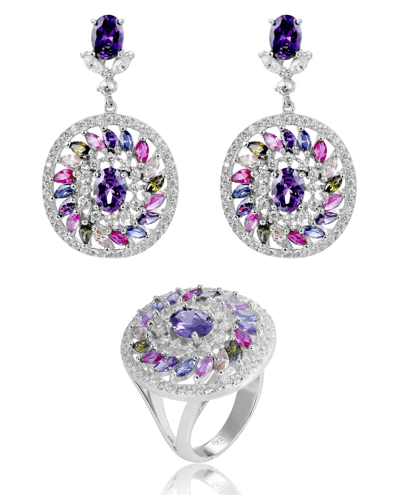 Orphelia Enya' Damen 925er Sterling Silber Set: Ohrringe + Ring - Silber SET-7428 Silber