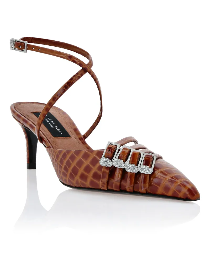 Philipp Plein Slingback Low Heels Cocco Braun