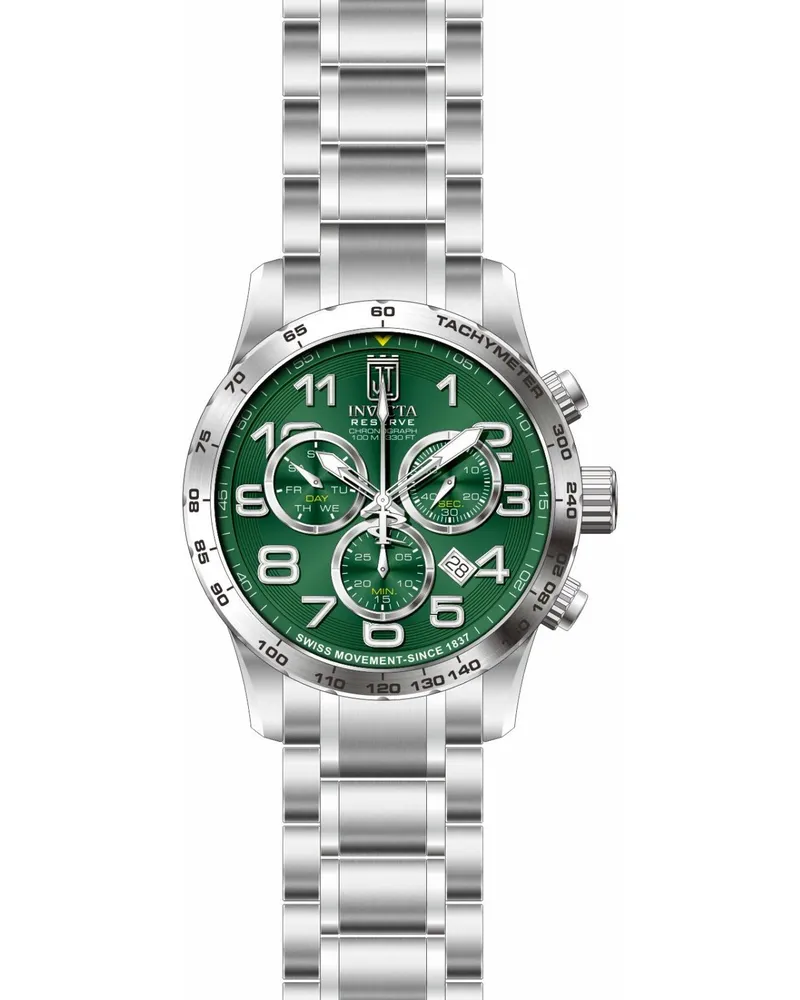 Invicta Jason Taylor 51261 Herrenuhr - Quarzwerk - Edelstahl mit grünem Zifferblatt - 48 mm Silber