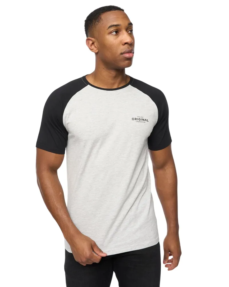 CrossHatch Meza" T-Shirt für Herren (Grau meliert/Schwarz Dunkelgrau