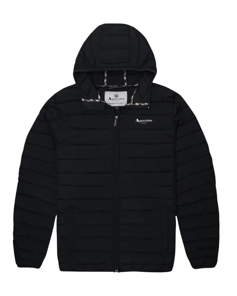 Aquascutum Jacke für Herren, mit Kapuze, Aktiv (Schwarz Schwarz