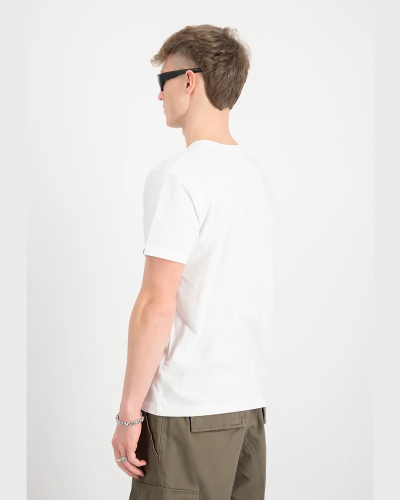 Alpha Industries College-T-Shirt mit Camo-Print - Weiß Weiß