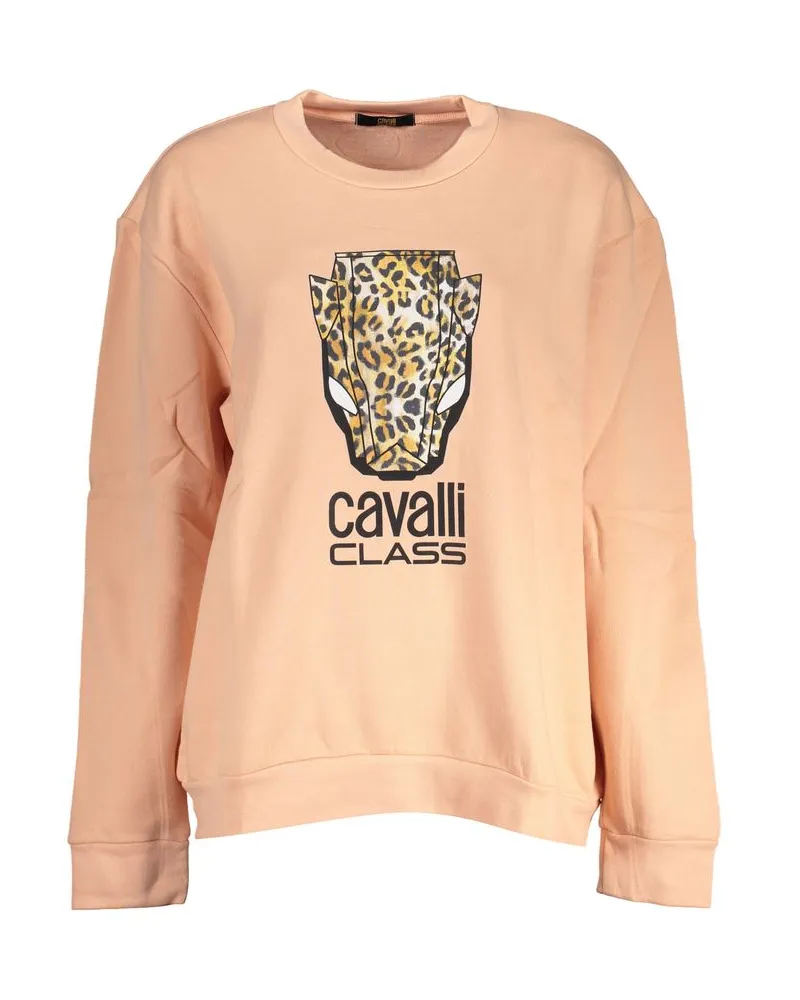 Roberto Cavalli Leopardenmuster Rundhals Sweatshirt Pfirsich