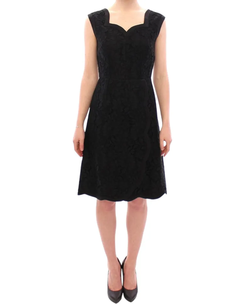 Dolce & Gabbana Spitzen-A-Linie Kleid mit Herzausschnitt Schwarz