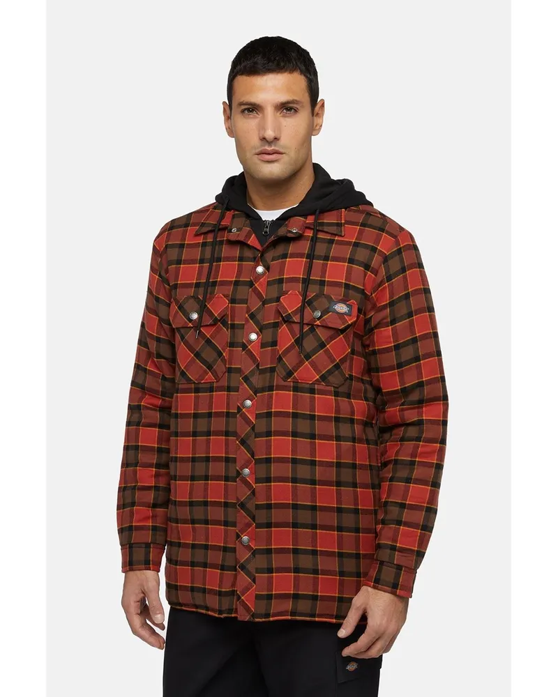 Dickies Fleece Kapuzen-Flanellhemd Herren Rotes Shirt-Jacke Rot