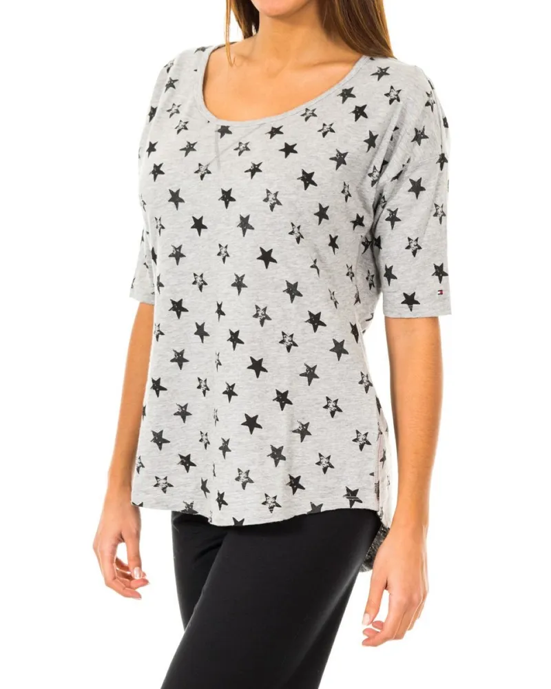 Tommy Hilfiger Damen T-Shirt mit 3/4-Ärmeln und Rundhalsausschnitt 1487903579 Grau