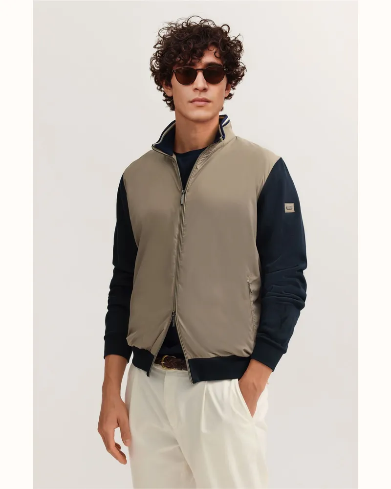Bugatti Herren Sweatjacke mit Reißverschluss und Stehkragen Beige