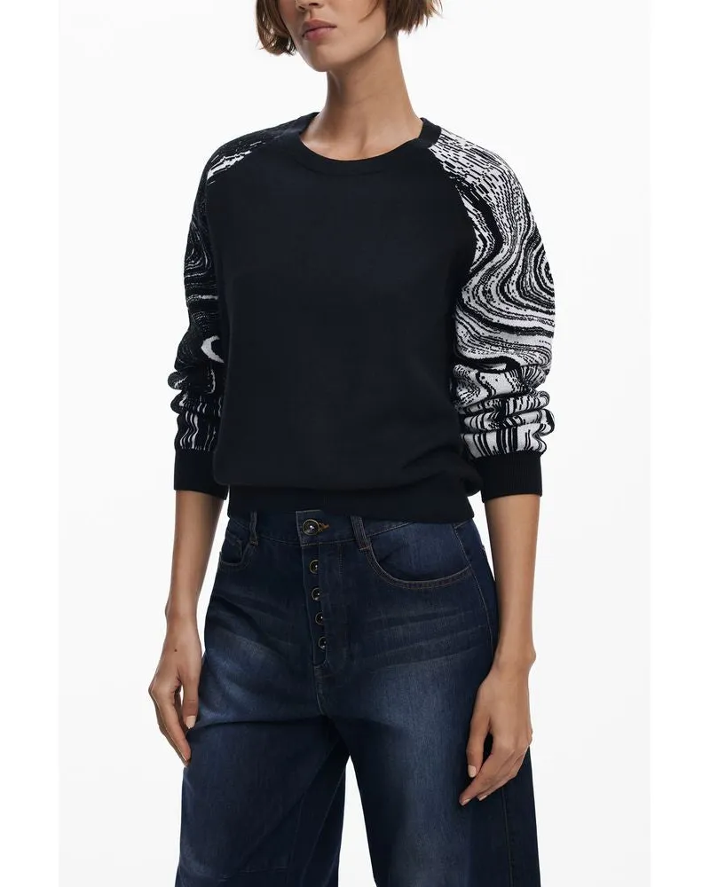 Desigual Schwarzer Polyester Damenpullover Schwarz