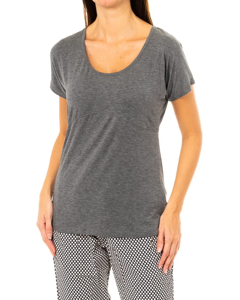 Tommy Hilfiger Kurzarm-T-Shirt mit Rundhalsausschnitt für Frauen UW0UW00103 Grau