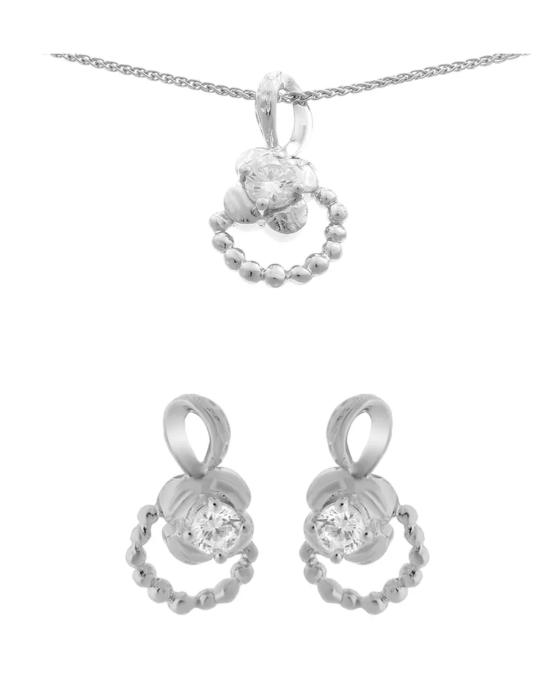Orphelia Damen 925 Sterling Silber Set: Kettenanhänger + Ohrringe - Silber SET-5236 Silber