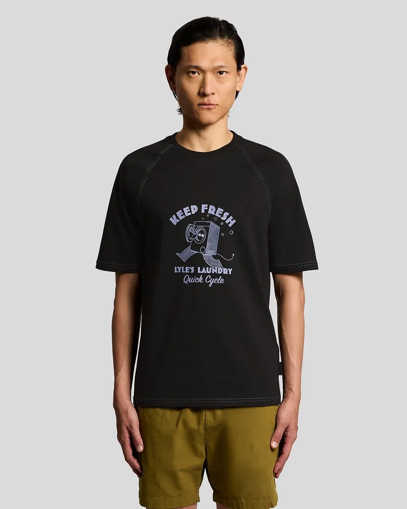 Lyle & Scott T-Shirt mit Brustgrafik - Schwarz Schwarz