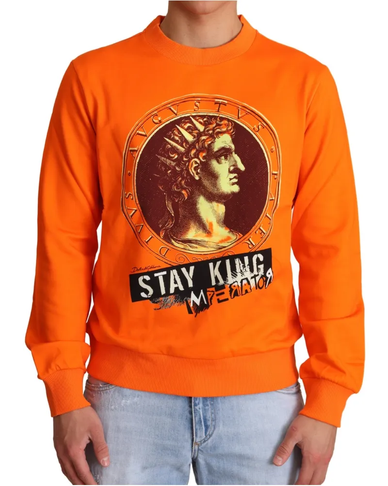 Dolce & Gabbana Stay King Crewneck Sweatshirt Orange