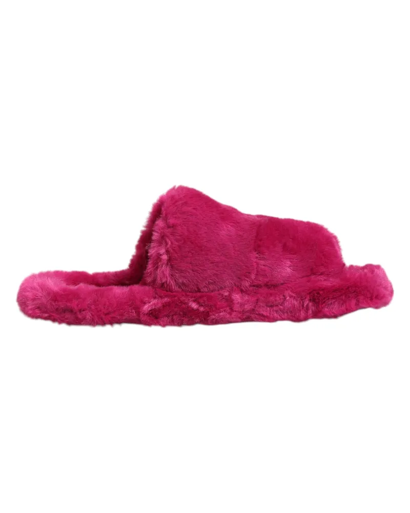 Dolce & Gabbana Pinke Acryl-Faux-Fur Herrenflats Sandalen Schuhe Rosa