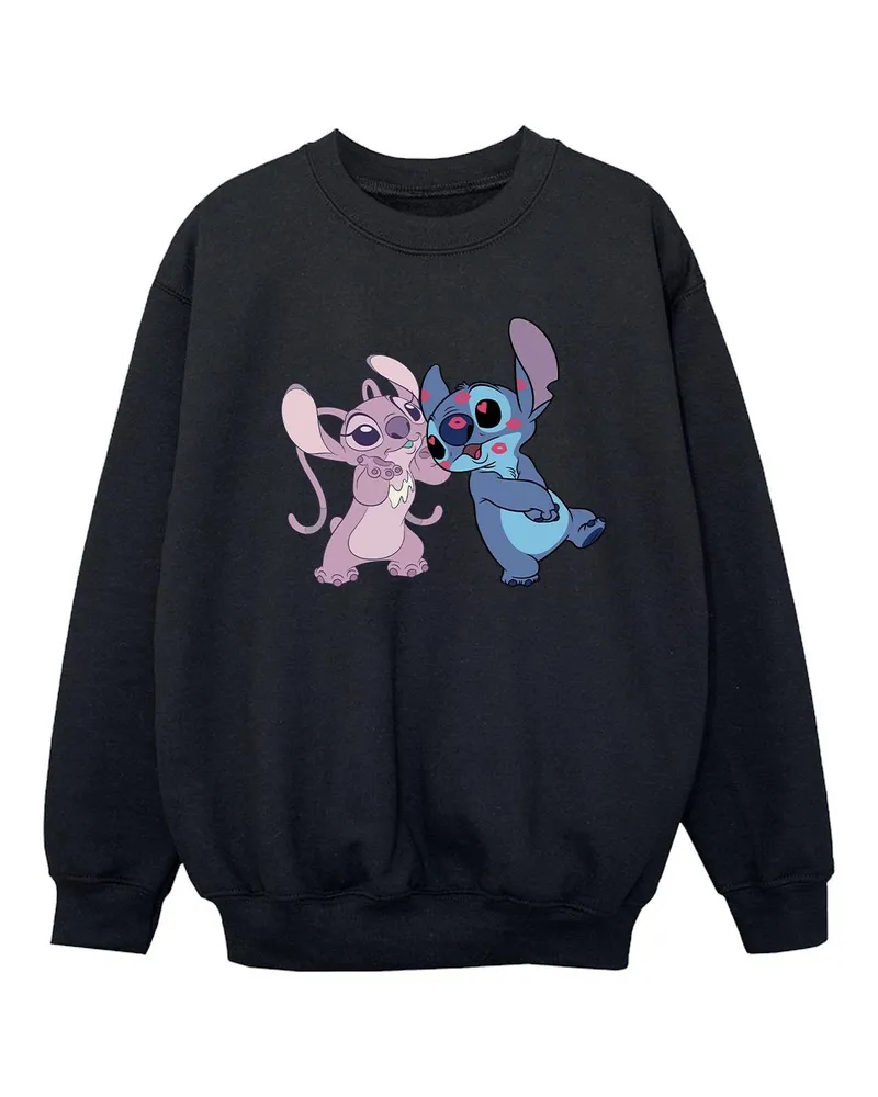 Disney Lilo & Stitch Kisses Sweatshirt für Mädchen (Schwarz Schwarz
