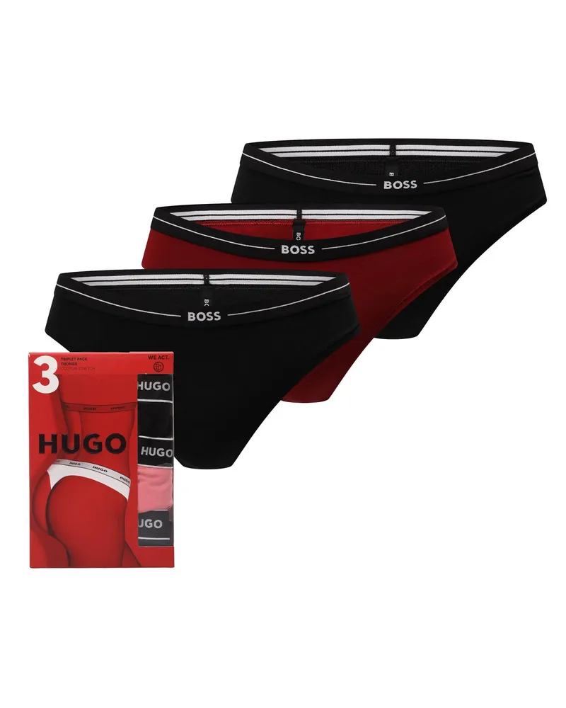 HUGO BOSS Damen  3er-Pack Logo-Bund Slips in Mehrfarbig Mehrfarbig