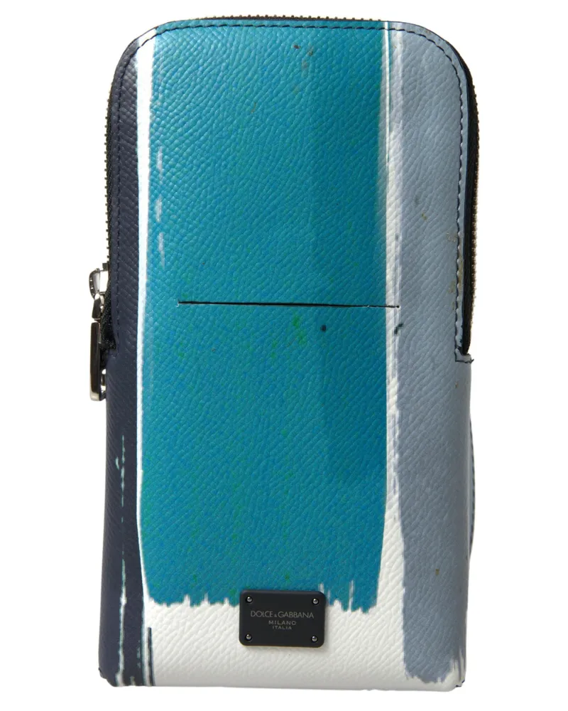 Dolce & Gabbana Blaue Leder-Handtasche Umhängetasche Sling Handy-Tasche Unisex Blau