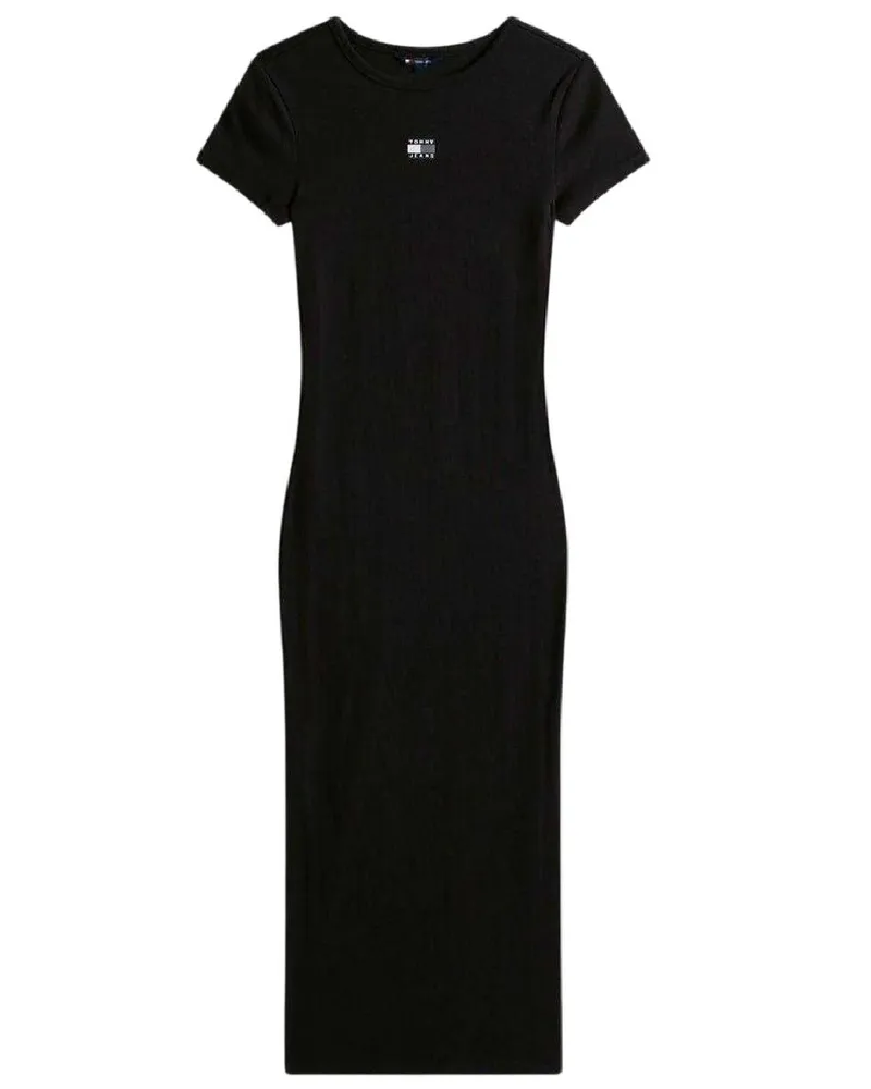 Tommy Hilfiger Bodycon Kleid für Damen, Rundhalsausschnitt (Schwarz Schwarz