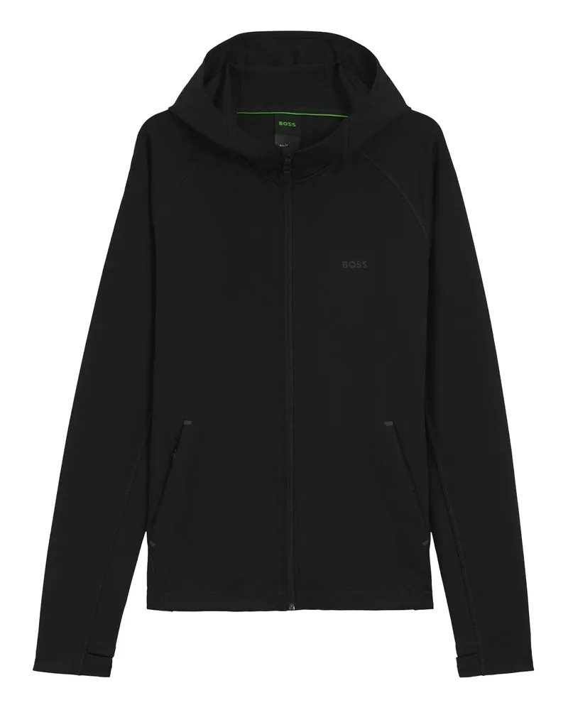 HUGO BOSS Active" Hoodie mit durchgehendem Reißverschluss für Herren, Training (Schwarz Schwarz