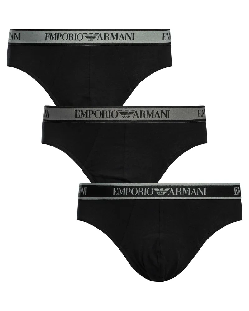 Emporio Armani 3 Pack Briefs, Schwarz Schwarz