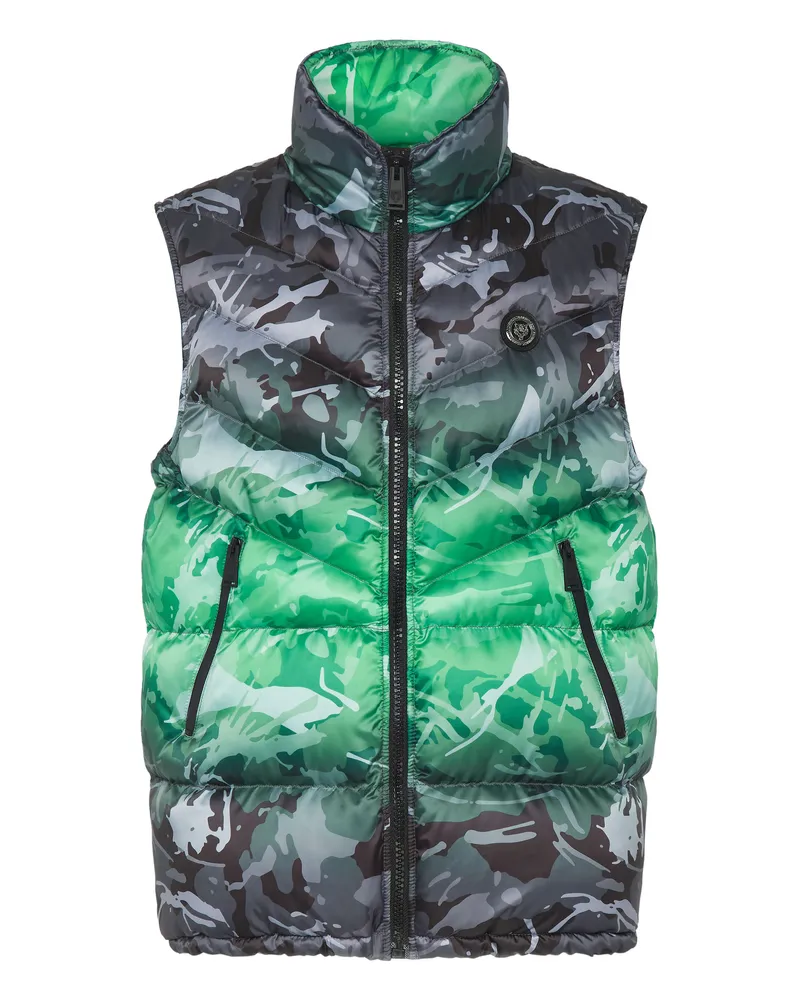 Philipp Plein Kurzweste im Camouflage-Design - Schwarz/Grün Schwarz