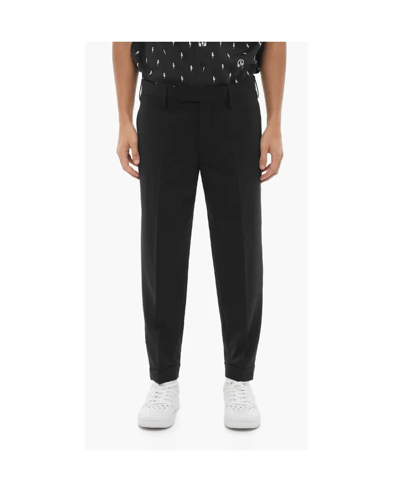 Neil Barrett Slim Fit-Hose mit normaler Taille und Knöchelreißverschluss in Schwarz Schwarz