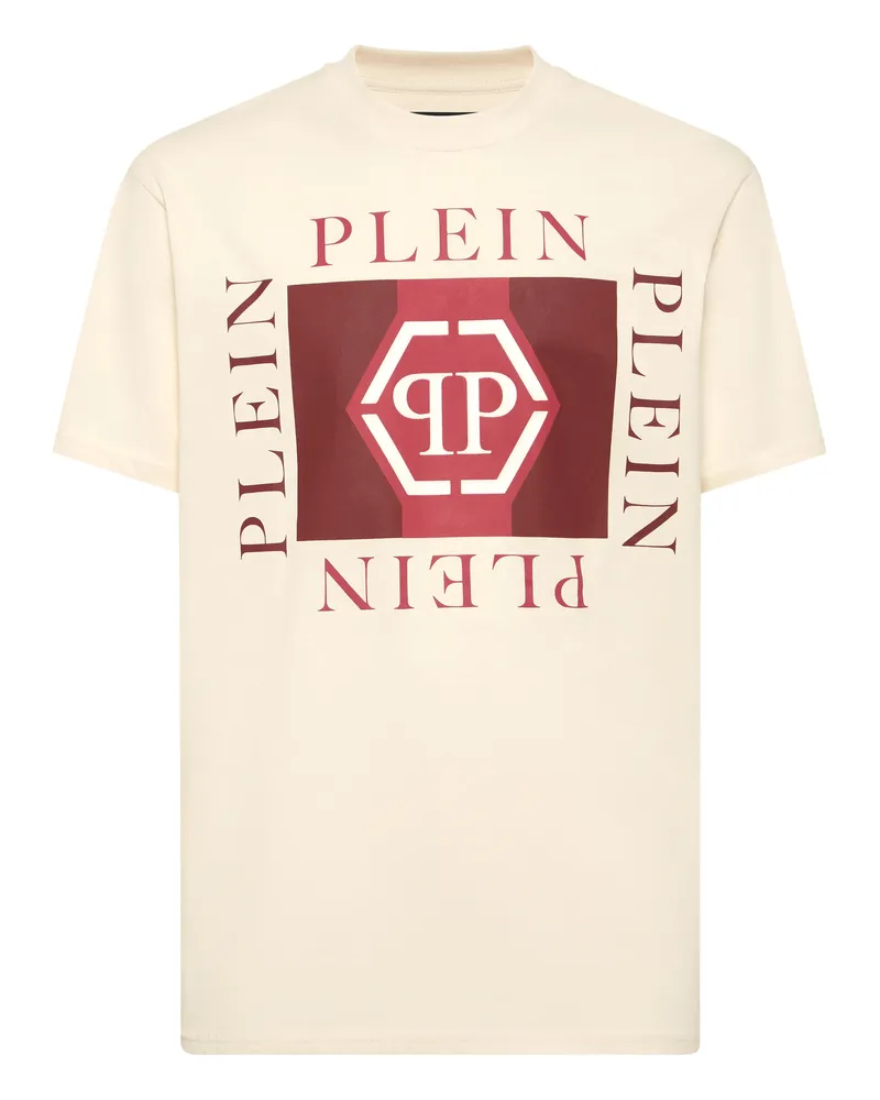 Philipp Plein T-Shirt Rundhalsausschnitt Ss Hexagon Beige