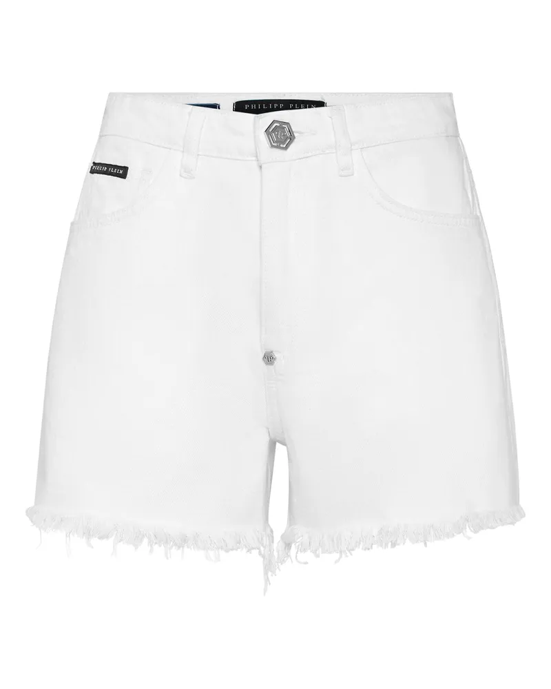 Philipp Plein Denim-Shorts mit Logo - Weiß Weiß